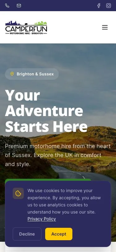 CamperFun mobile view